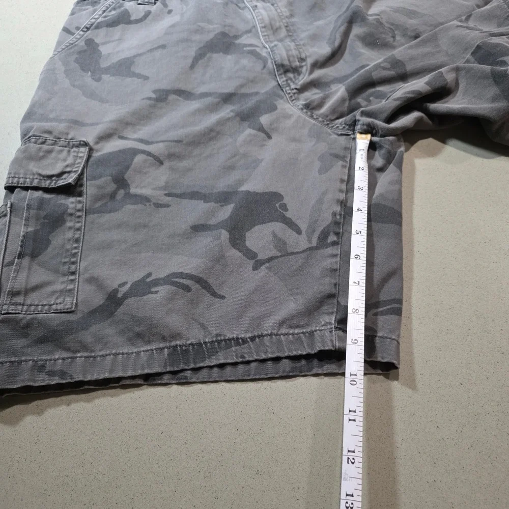 Mens Grey Camo Cargo Shorts Heavy Duty Cotton Utility Pockets Size 35‎